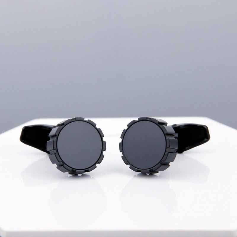 Mens Black Cufflinks - Elegant Accessories with Grey Copper Sleeve Studs for Men